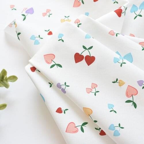 1meter 100% cotton colorful heart fabric for Childrens skirt dress DIY Summer clothes bag handwork fabric art XMT