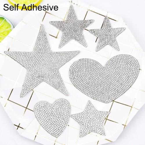 10Pcs Crystal Rhinestone Star Patches For Car Wardrobe Self Adhesive Applique Decoration Sticker DIY Bags Clothing Beauty Box
