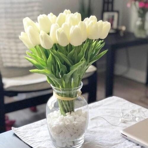 10pcs/lot Artificial PU Tulips Real Touch Flowers Bouquet for Christmas Holiday Party Decor Wedding Decoration fake tulips