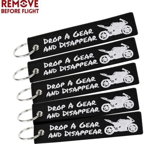 5PCS/LOT Motorcycle Key Chain Bijoux Embroidery Keychain Black White Drop A Gear Car Key Ring llaveros