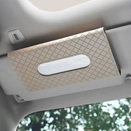 Car Front Sun Visor Napkin Holder Leather Tissue Box Tissue Storage Case Holder Car Decoration