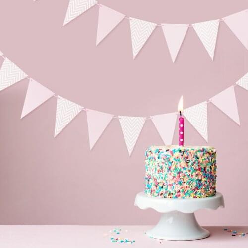 3m Pink Blue Gold Color Flag Banners Glitter Paper Pennant Bunting Garland Wedding Deco Birthday Party Hanging Paper Pennant