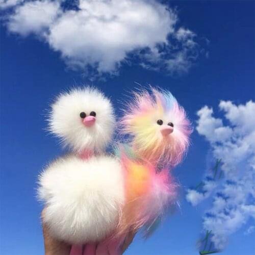 Trendy Colorful Plush Fried Hair Ostrich Keychain Cute Desert Animal Harajuku Keychain Bag Car Keyring Statement Jewelry Gifts