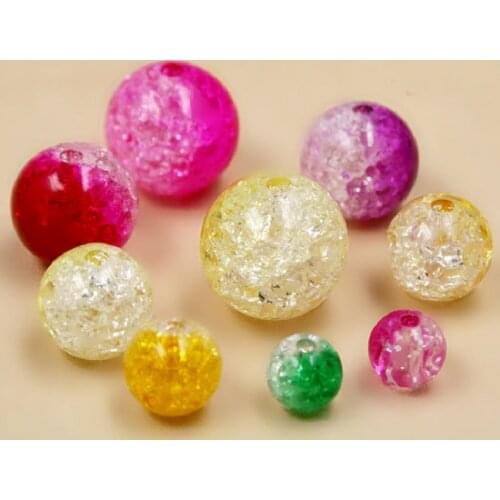 8mm/10mm/12mm/14mm/16mm Random Mixed Crackle Acrylic Beads Spacer Ball Beads For Fashion Jewelry Making Gift