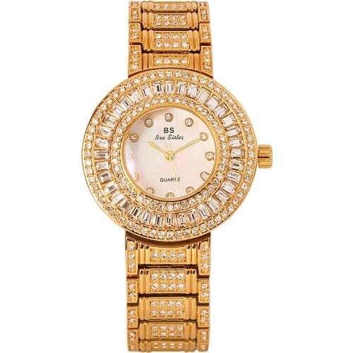 Fashion Luxury Gold Women Watches Diamond Crystal Ladies Quartz Wrist Watch Steel Bracelet date Clock Female Watch relojes mujer