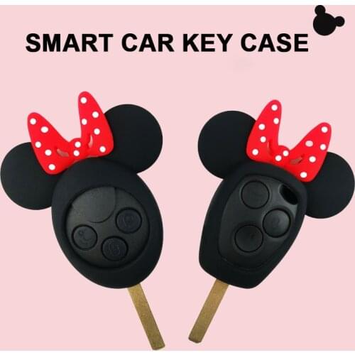 1pcs Car Key Case Cute Key Protection Cover For Smart 451 fortwo Smart 453 fortwo forfour Auto Key Chain Car-Styling Accessories