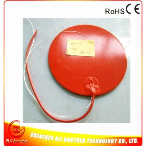 Diameter 300*1.5mm Heated Bed for 3d printer Flexible silicone rubber heater 110vAC 550w adhesive 1side 100K 500mm leadwire