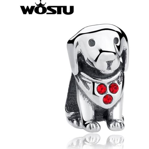 Designer 925 Sterling Soild Silver Cute Labrador Dog Charm Beads Fit Original WST Bracelet Authentic DIY Jewelry Gift CQC016