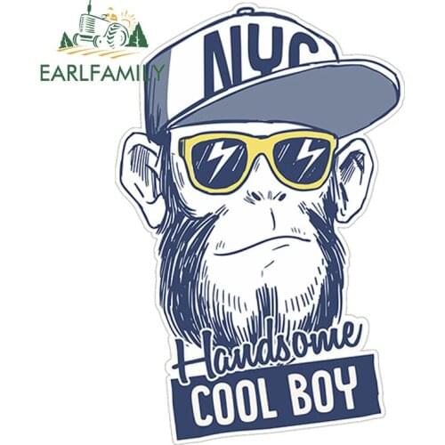EARLFAMILY 13cm x 8.5cm Hip Hop Monkey Vinyl Sticker COOL BOY Decal Laptop Travel Luggage Decoration Waterproof Car Accessories