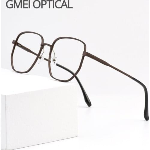 Gmei Optical Business Men Aluminum Magnesium Square Glasses Frame With Spring Hinges Brand Designer Spectacles Frames GF9008