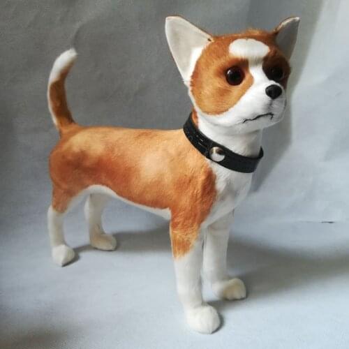 Simulation dog chihuahua hard model plastic&fur standing pose dog about 24x23cm handicraft,home decoration toy Xmas gift b2559