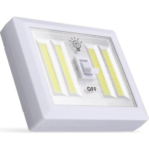 Jiguoor Battery Powered 4 COB LED Switch Night Light Wall Lamp For Kitchen Cabinet Garage Closet Camp Emergency Lamp