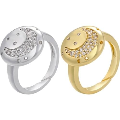 ZHUKOU Gold silver color Moon Rings for Women CZ crystal open Ring Fashion Bohemia Jewelry Statement Ring wholesale VJ106