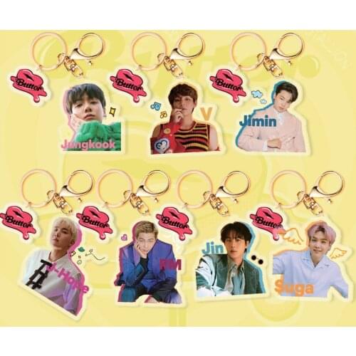 Korea KPOP Bangtan Boys Butter Album Acrylic Keychain Pendant Backpack Accessories Cosplay Gift JUNGKOOK JIMIN Fans Collection