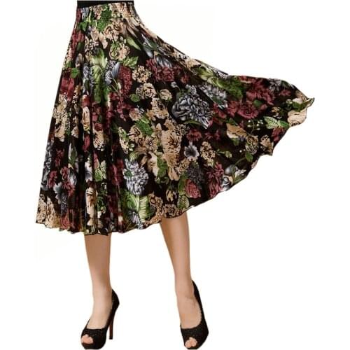 Summer skirt casual beach wind large size elastic waist ice silk sundress dance skirt A line skirt