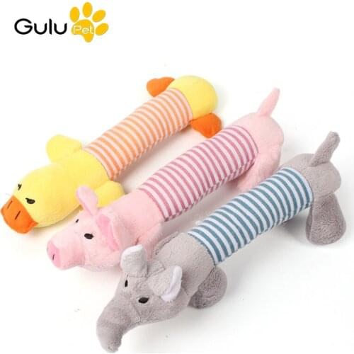 Pet Cute Animal Shape Anti-biting Vocal Plush Toys Squeak Sound Dog Toys Pet Cat Funny Chew Molar Toy Duck Pig Elephant