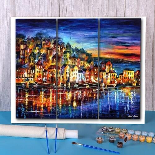 Quiet Town Coloring By Numbers Painting Package Oil Paints 40*50 Canvas Pictures Home Decoration Crafts For Wholesale