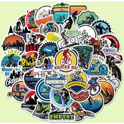 50pcs Mountain Bike cartoon stickers DIY laptop suitcase guitar skateboard decals PVC waterproof childrens toy stickers