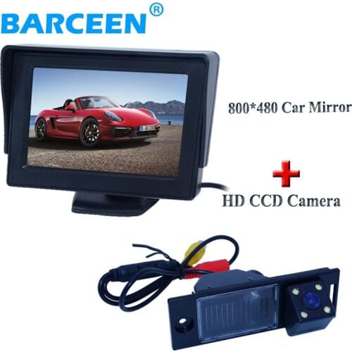 Rainproof car rear reserve camera hd ccd image sensor 4 led with 4.3" TFT car parking monitor 800*480 for Hyundai IX35 2014