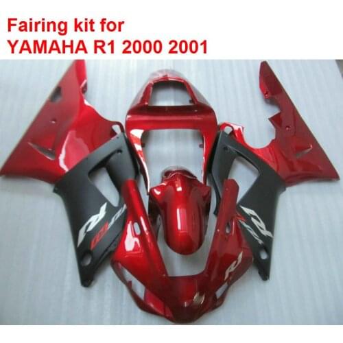 New Injection mold fairing kit for YAMAHA YZF R1 00 01 red black bodywork parts fairings set R1 2000 2001 MM53