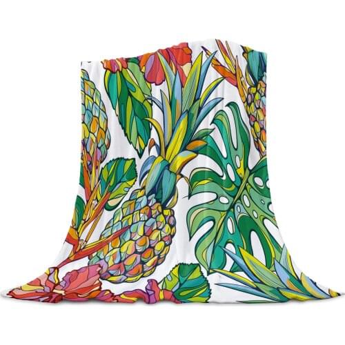 Living Room Sofa Blanket Pineapple Leaves Plant Children Soft Throw Blanket Travel Airplane Hotel Portable Warm Thin Blanket