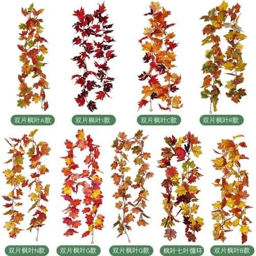 Halloween Autumn Pendant Simulates Maple Leaf Thanksgiving Pendant Simulates Maple Leaf Vine Home Decoration