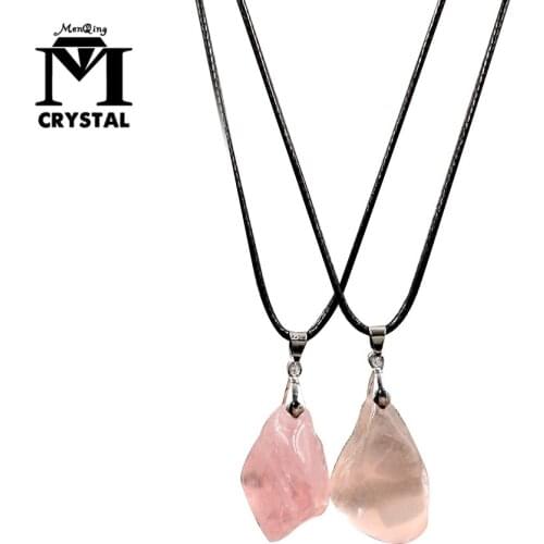 Natural irregular rose quartz pendant pink crytsal stone healing gemstone Divination spiritual meditation Jewelry Necklace