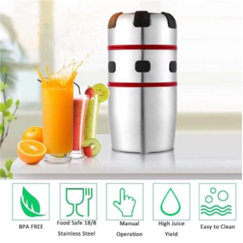 Portable Orange Juicer Manual Citrus Lemon Juicers Stainless Steel Grapefruit Squeezer Lid Rotation Juice Squeezer Kitchen Tools