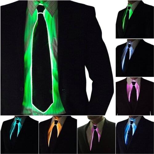 Awesome EL Wire Tie Flashing Cosplay LED Tie Costume Anonymous Necktie Glowing DJ BAR Dance Carnival Party Masks Cool Props