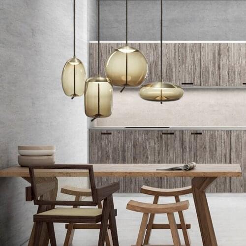 Nordic Led Pendant Lights Lighting Luminaire Industriel Hanging Lamp Lustre Suspension Glass Pendant Lamps Cafe Kitchen Fixtures