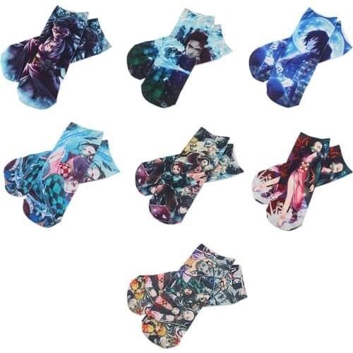J1650 Cartoon 3D Anime Printed Pattern Sports short Socks for Kids Men Women Kids Hip Hop Cotton Sock