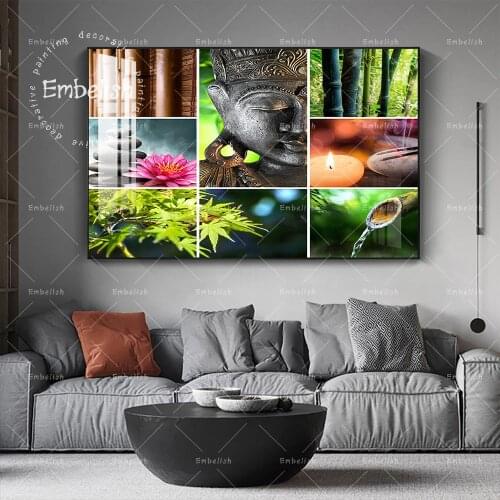 Embelish 1 Pieces Zen Buddha Statue Bamboo Orchid Spa Wall Posters For Living Room HD Print Canvas Paintings Home Decor Pictures
