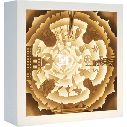 Unique Light Up Led Shadow Painting Smooth Blue Paper Cut Light Box Led Night Light Painting With Usb Cable