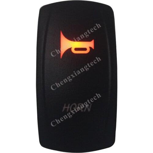 Marine Grade Waterproof IP66 HORN Momentory on-off Rocker Switch AMBER Led lamp 5 Pin SPST DC12V 24V