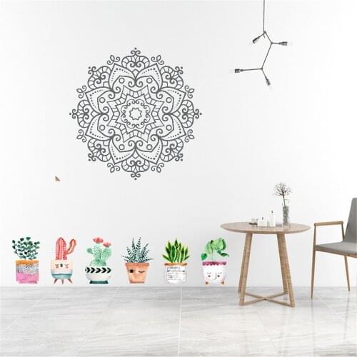 Yoga Namaste Mandala Wall Sticker Hinduism Buddha Gym Lotus Ganesha Wall Decal Om Indian Mehndi Home Decor Vinyl dw6132