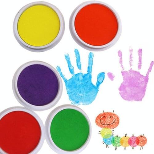 Funny 6 Colors Ink Pad Stamp DIY Finger Painting Craft Cardmaking Large Round for Kids Education Drawing Toys Interactive Toys