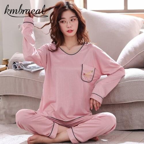 Womens Pajamas New Long Sleeve Spring and Autumn Korea Edition Leisure Set Woman 2 Pieces Home Suit for Women Trouser Suits