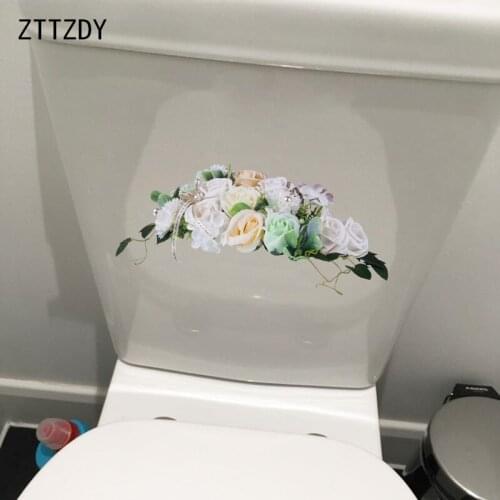 ZTTZDY 22.7*9.6CM Rose Bouquet WC Toilet Sticker Creative Home Living Room Wall Decor T2-0657