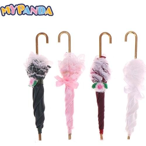 1/12 Lady Girls Dollhouse Lace Umbrella Miniature Royal Gift Dollhouse Accessories Decoration Birthday Girl Kids Toys 1PCS