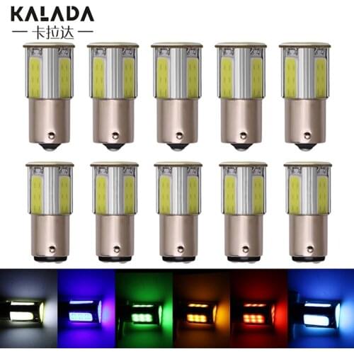 10 pcs 1156 P21W BA15S 1157 P21/5W BAY15D Socket Cob LED Car Lights Brake Light Auto Turn Signal Lamp 12V Bulb Blue Red 5w Diode
