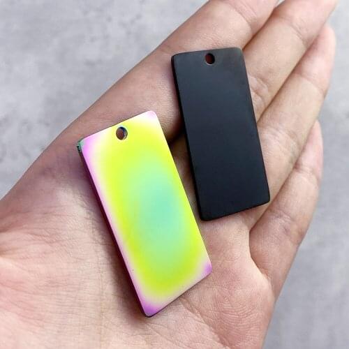 10pcs/Lot Stainless Steel Mirror Polish Rainbow Color Rectangle Blank Bar Charm Pendants For DIY Making Necklace Jewelry 20*40mm