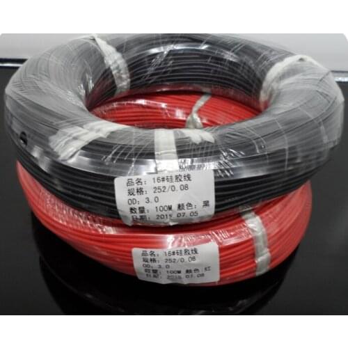 2meter Red+2meter Black Silicon Wire 10AWG 12AWG 14AWG 16AWG 18AWG 22AWG 24AWG Heatproof Soft Silicone Silica Gel Wire Cable