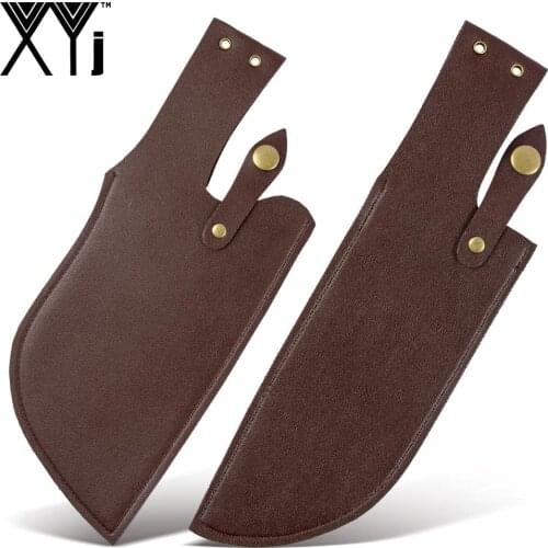2PCS Knife Leather Sheath With Waist Belt Round Copper Buckle Multi-function Tool Knife Protective Cover Leather Sheath Belt