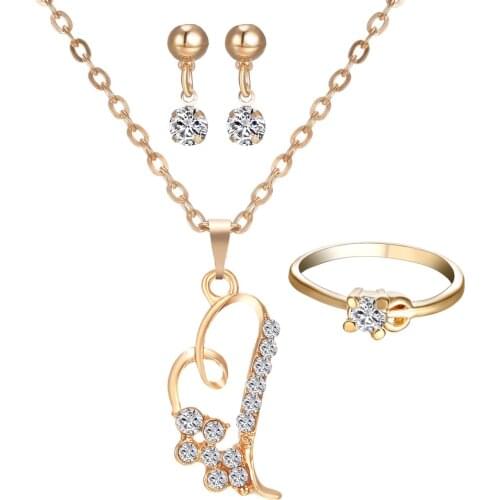 2021 Trendy Romantic Heart Pendant Necklaces Jewelry Set Exquisite Earring Rings Set For Women Wedding Party Engagement Jewelry