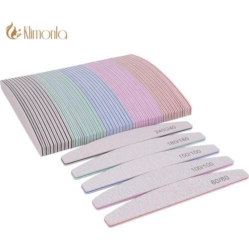 25Pcs/lot Mix 5 Grit 80 100 150 180 240 Nail File Moon Style Nail Polish File Set Limes A Ongles Professional Nails Files