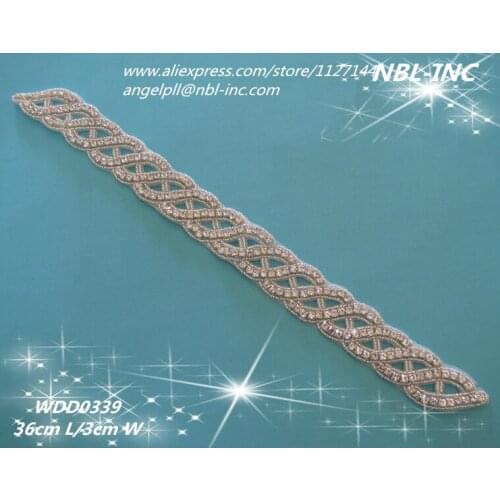 30 PIECES) Wholesale bridal sash beaded sewing rhinestone appliques for wedding dresses sash DIY iron on WDD0339