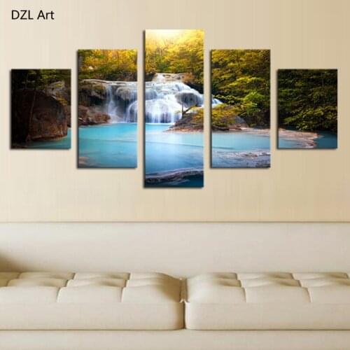 5 Panels(No Frame)Falls Creek Picture Modern Wall Decor Print on Canvas Oil Painting Canvas Painting for Christmas Gift