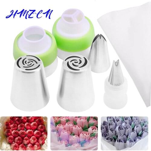 8PCS Confectionery Bag With Nozzles Icing Piping Tip Stainless Steel Cake Decorating Tool Pastry Cream Spout For Baking