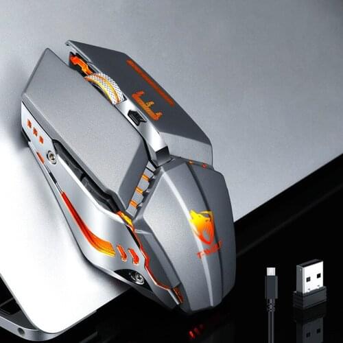 Q15 Wireless Mouse Usb Optical 2.4GHz Lithium Battery Rechargeable LED Backlit 1600DPI Mechanical Gaming Metal for PC Laptop