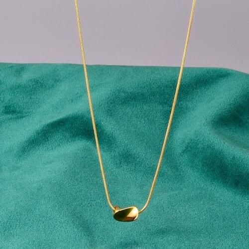 Stainless Steel Gold Twist Rice Grains Shaped Snake Chain Pendant Necklace Women Fashion Minimalism Jewelry Gift For Him